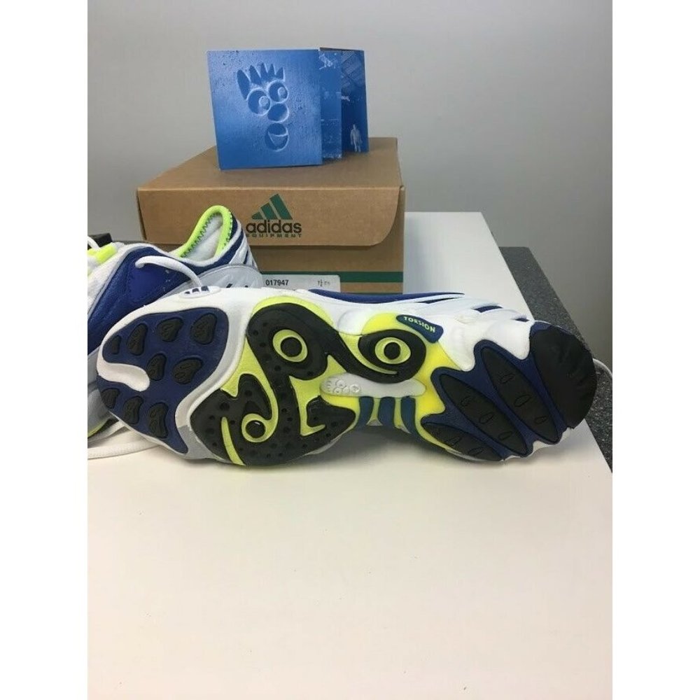Adidas Men Running Shoe Sneaker US 9 Torsion Limited Edition White Blue Yellow
